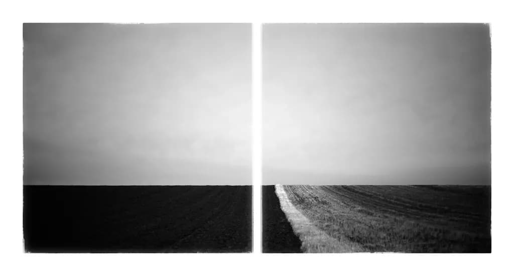 Ethereal Horizons: A Monochrome Landscape of Minimalist Contrast and Texture