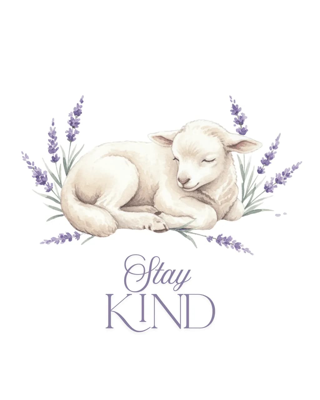 Gentle Dreams: A Serene Lamb Amidst Lavender Blooms