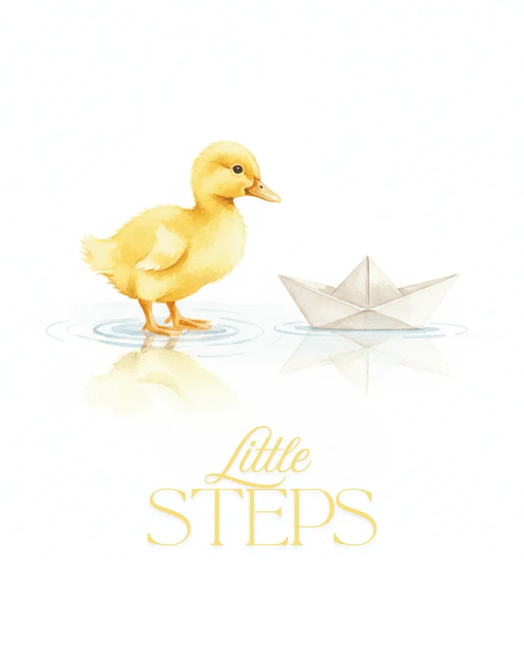 Little Steps: A Playful Journey of Innocence with a Duckling and Paper Boat