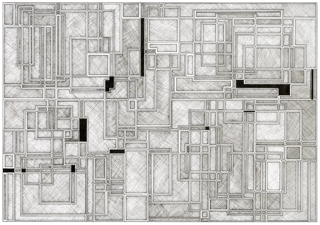 Geometric Harmony: A Dance of Lines and Shapes in Monochrome