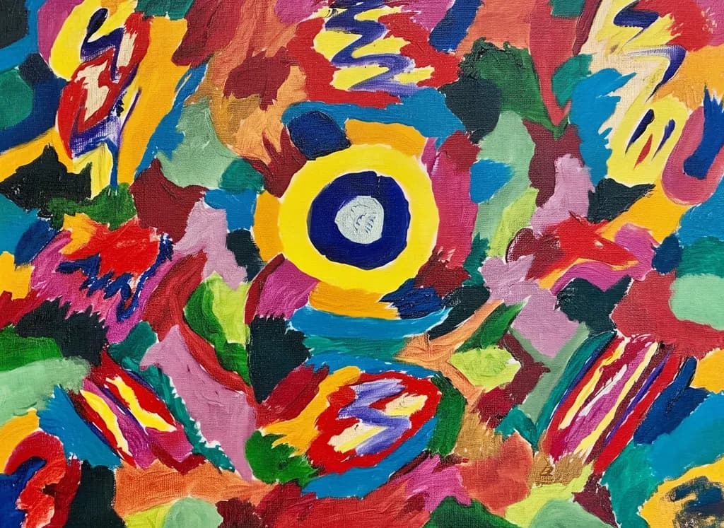 Vibrant Chaos: An Energetic Dance of Color and Emotion