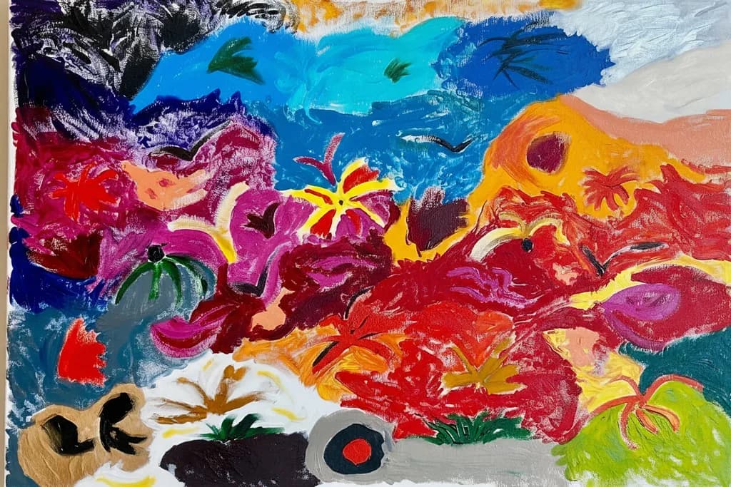 Vibrant Floral Symphony: A Burst of Color and Emotion in Abstract Art