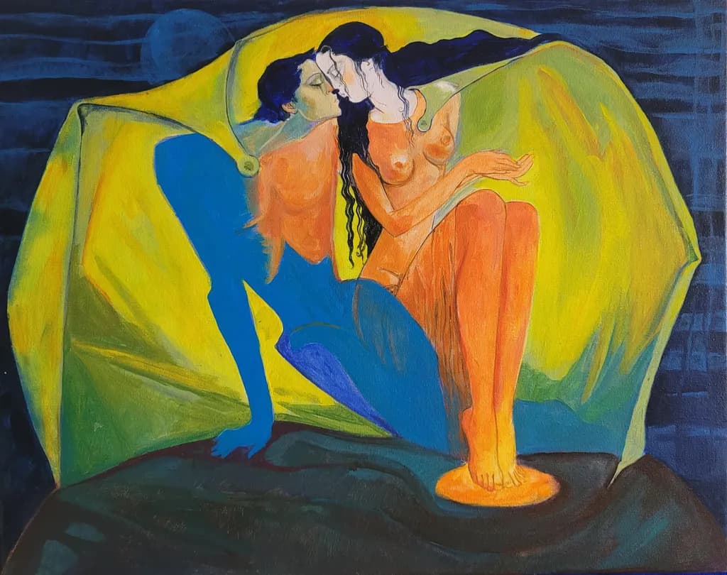 Ethereal Embrace: A Dance of Color and Passion in Love's Light