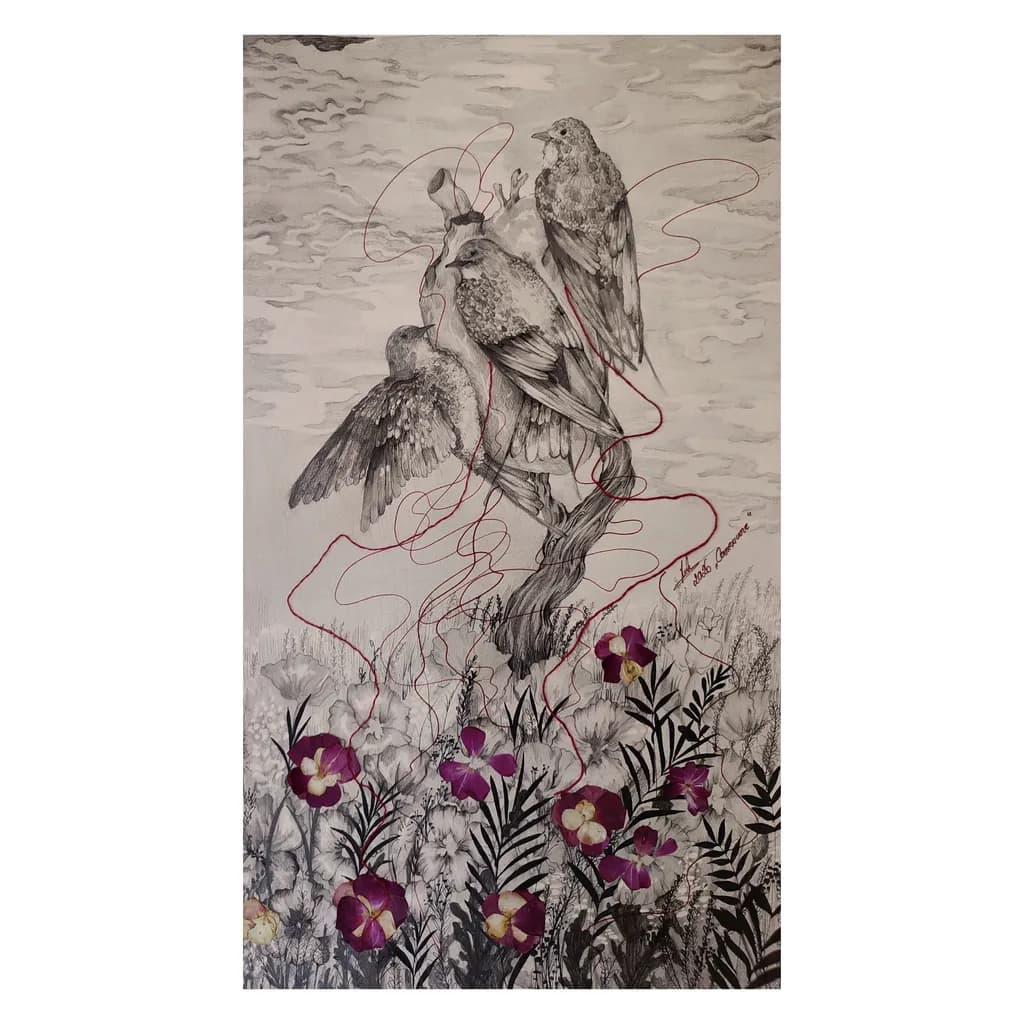 Birds and Flowers Entwined