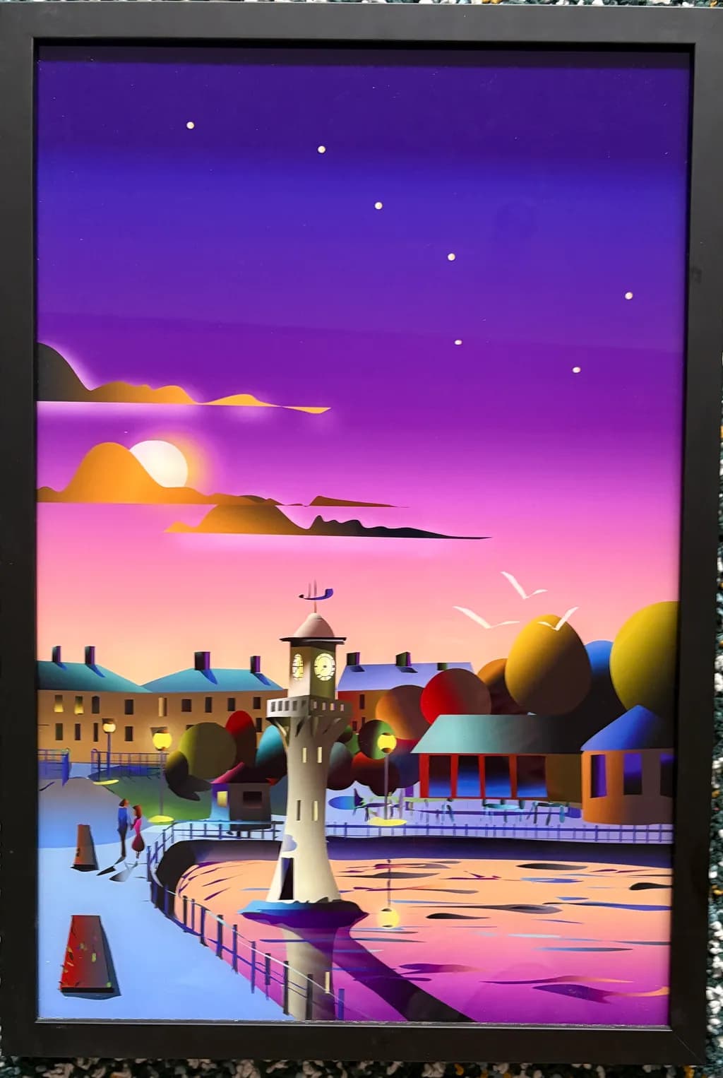 Serene Twilight: A Vibrant Reflection of Dusk by the Waterside