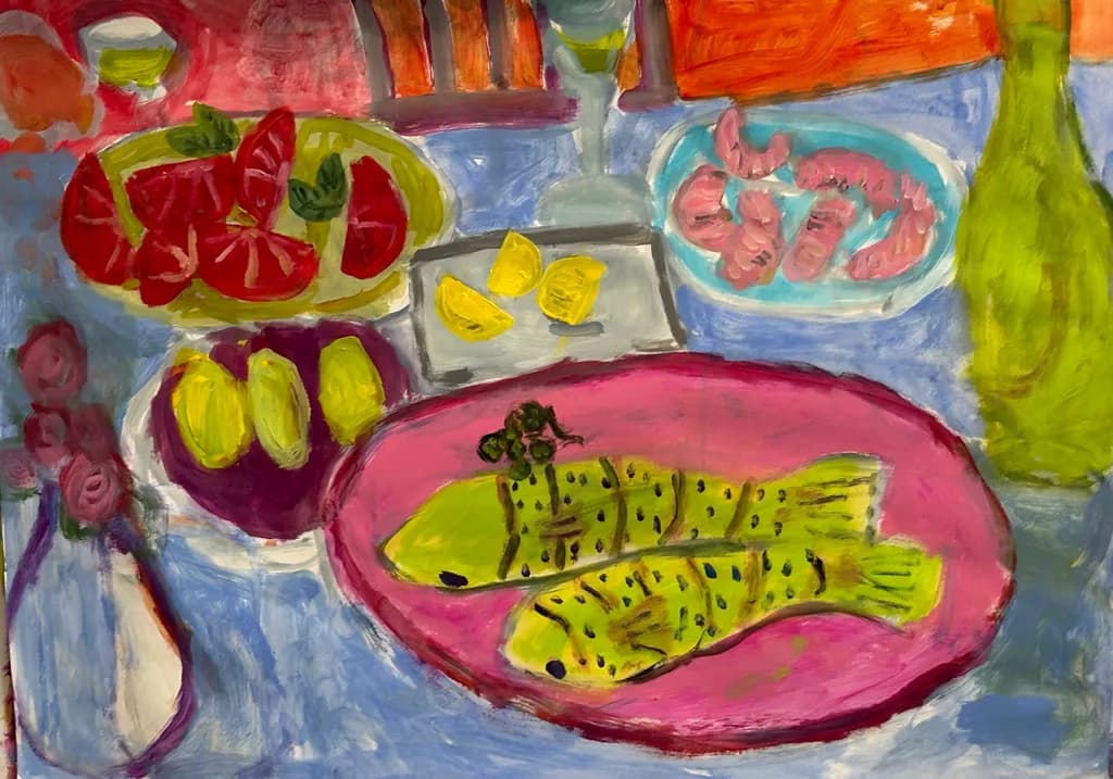 Fish and Lemon Stilllife