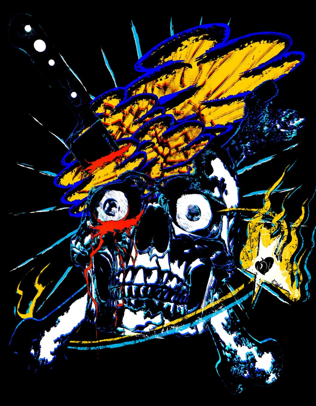 Skull with Cleaver and Bones