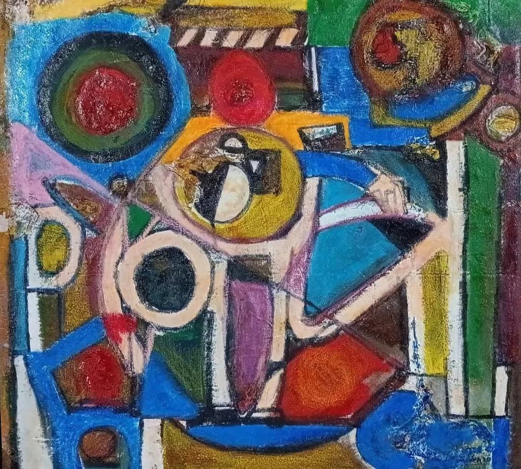 Vibrant Geometric Harmony: An Abstract Expression of Colorful Composition
