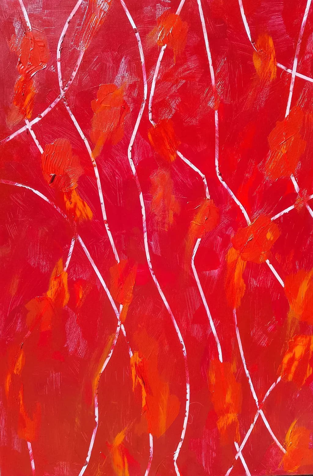 Vibrant Flow: An Energetic Dance of Red and Texture