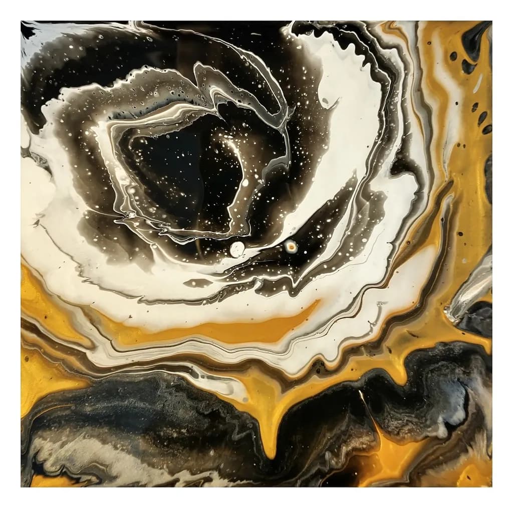 Celestial Whirl: A Dance of Black, White, and Gold