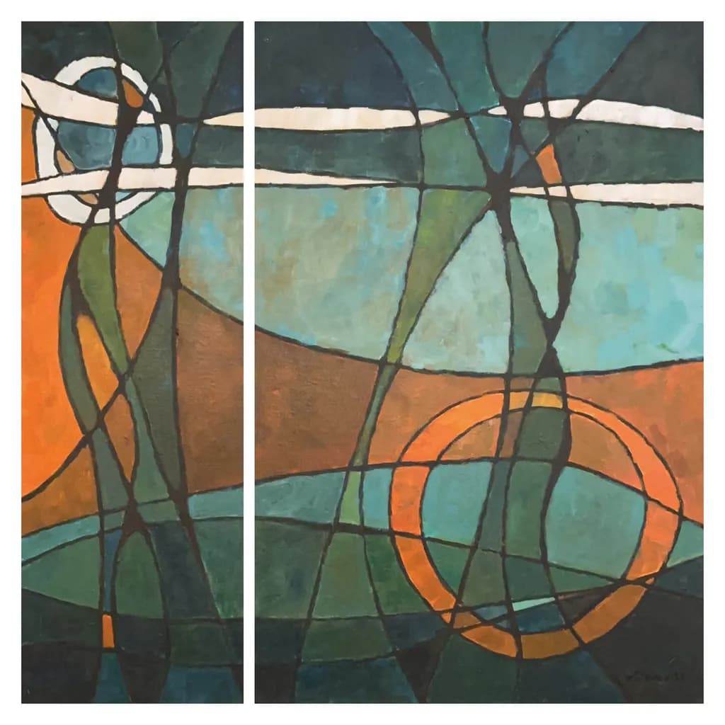Vibrant Geometric Harmony: An Abstract Exploration of Color and Form