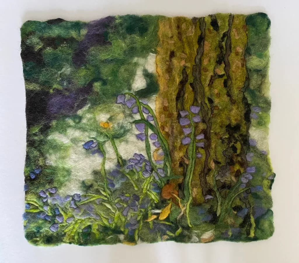 Bluebells Beside Bark