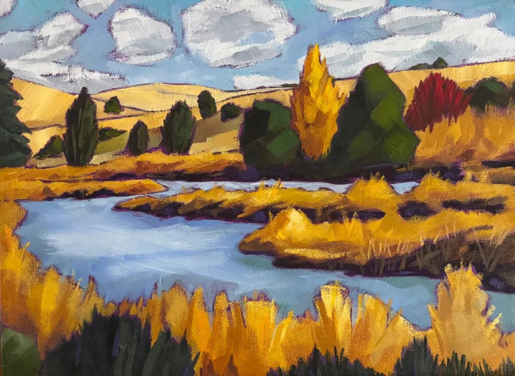 Autumn Serenity: A Vibrant Landscape of River and Trees