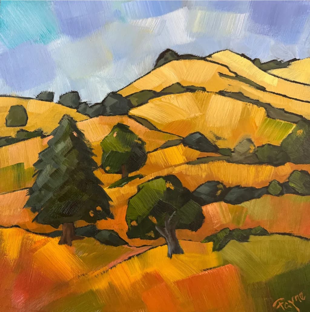 Golden Hillside Serenity: A Vibrant Landscape of Nature's Embrace