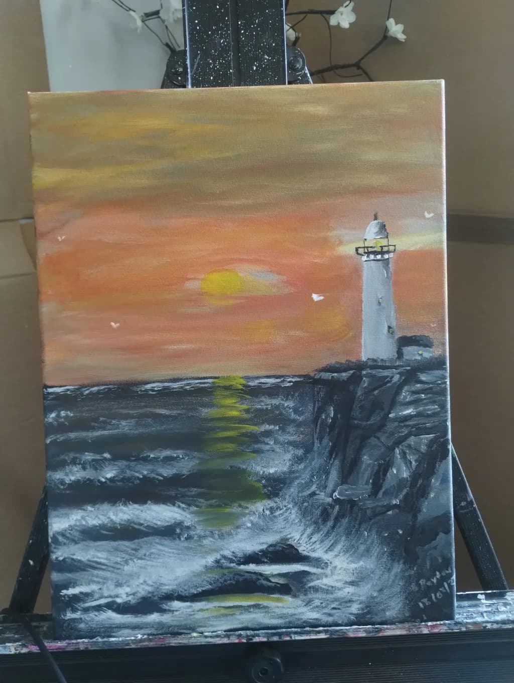 Serene Sunset Over the Lighthouse: A Tranquil Ocean Escape