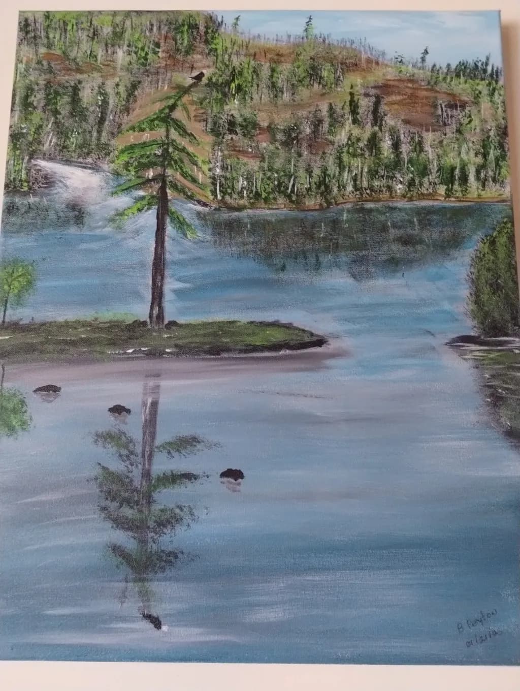 Serenity Reflected: A Tranquil Lakeside Landscape in Nature's Embrace