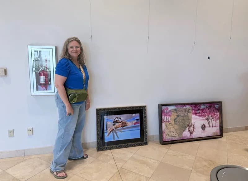 Preparing work for exhibition - delivering and installing artwork for a juried exhibition, where my photograph received Honorable Mention.