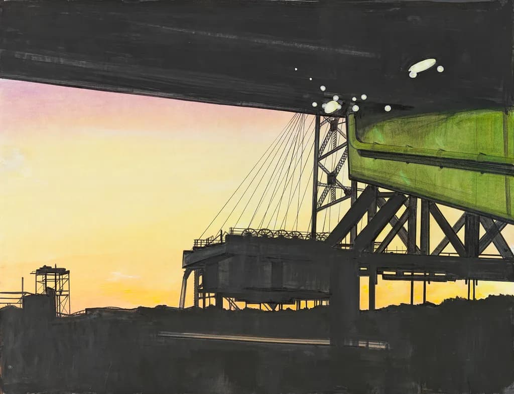 Urban Twilight: A Bridge's Embrace in Silhouette and Color