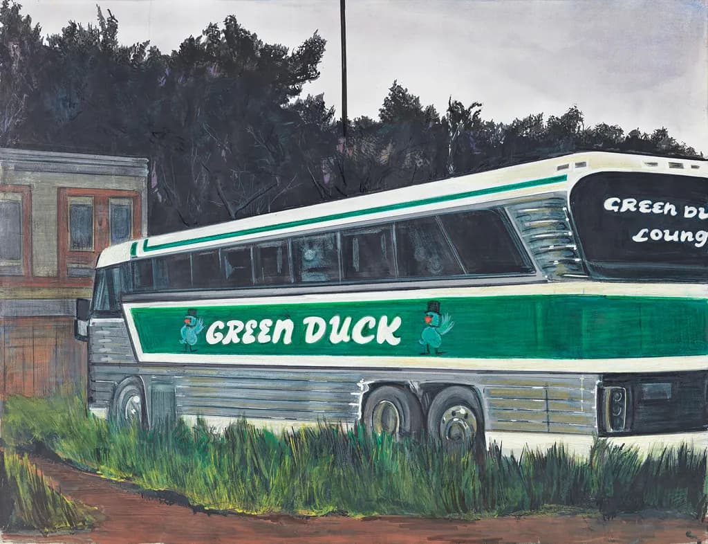 Vintage Green Duck Bus: A Journey Through Time and Nature's Embrace