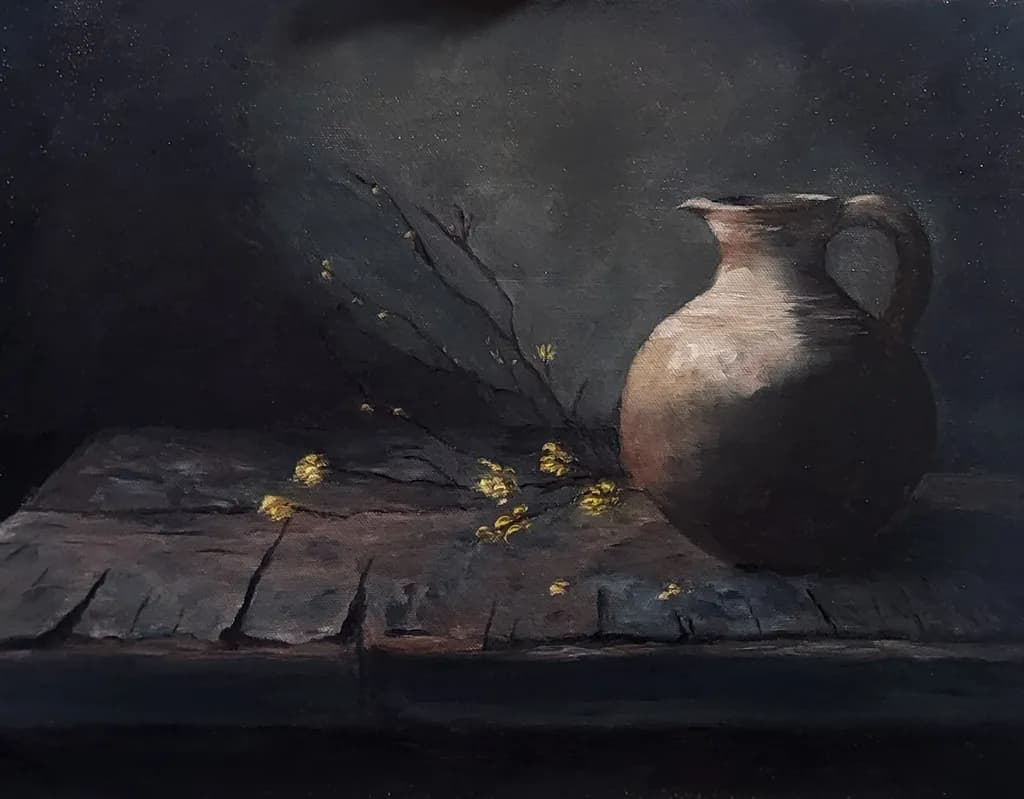 Whispers of Earth: A Still-Life Journey with Vase and Wildflowers