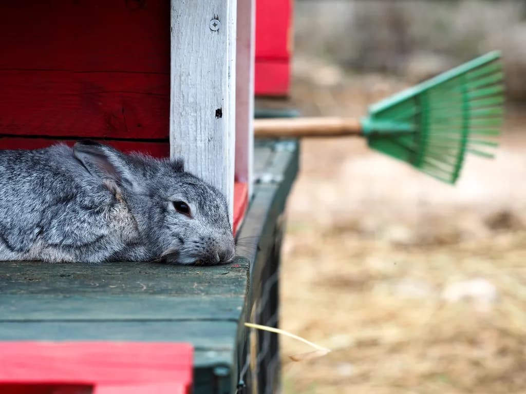 Whiskers of Serenity: A Resting Rabbit in a Rustic Retreat
