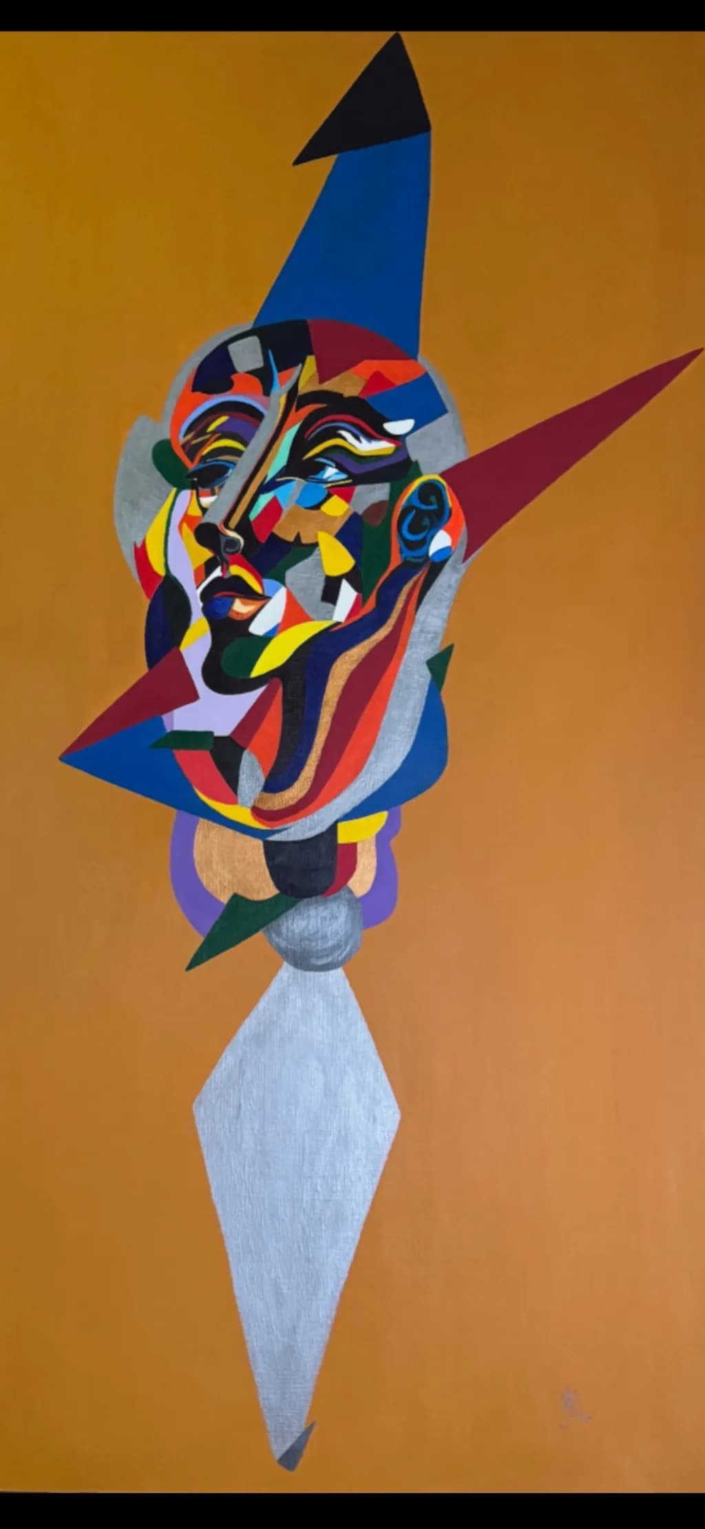 Geometric Portrait in Blue Hat