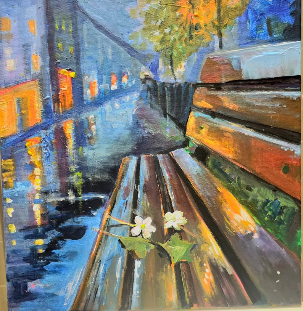 Rain-Kissed Bench
