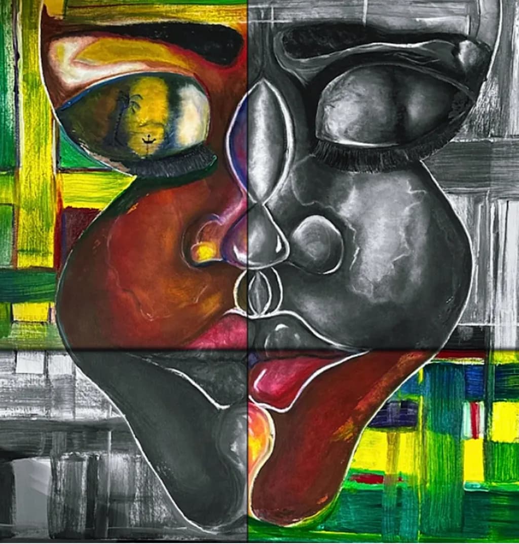 Vibrant Duality: An Abstract Portrait of Color and Contrast