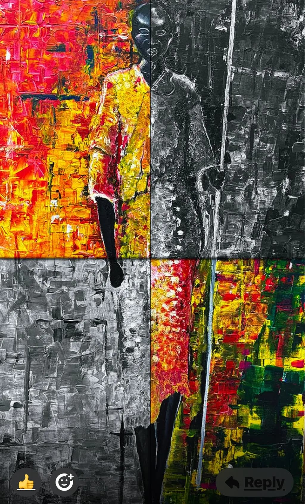 Vibrant Duality: An Abstract Expression of Emotion and Contrast