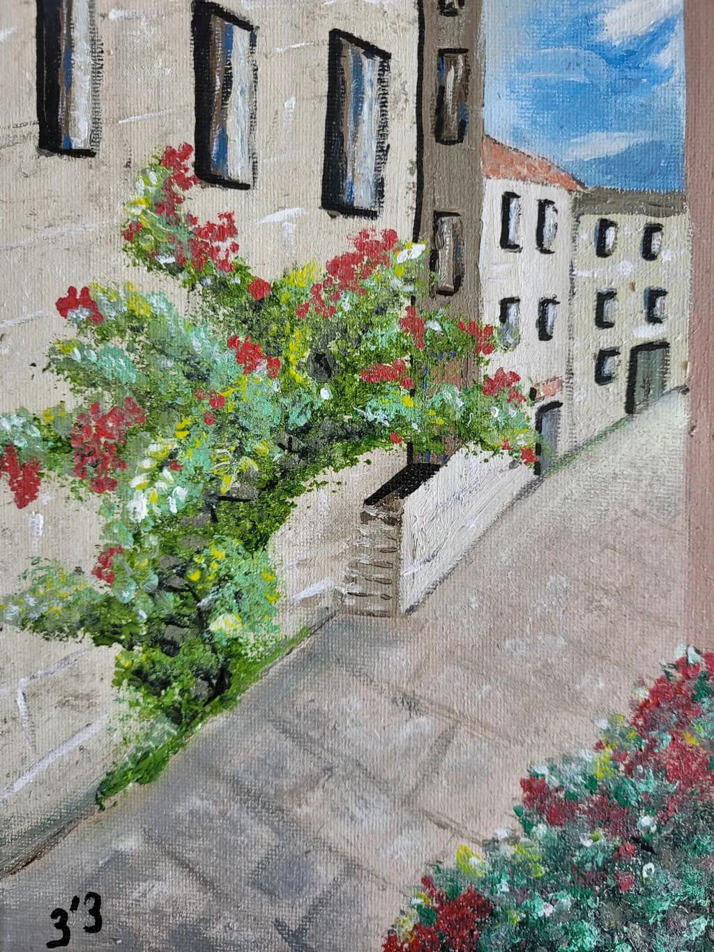 Whispers of a Sunlit Alley: A Vibrant Journey Through Blossoms and Stone