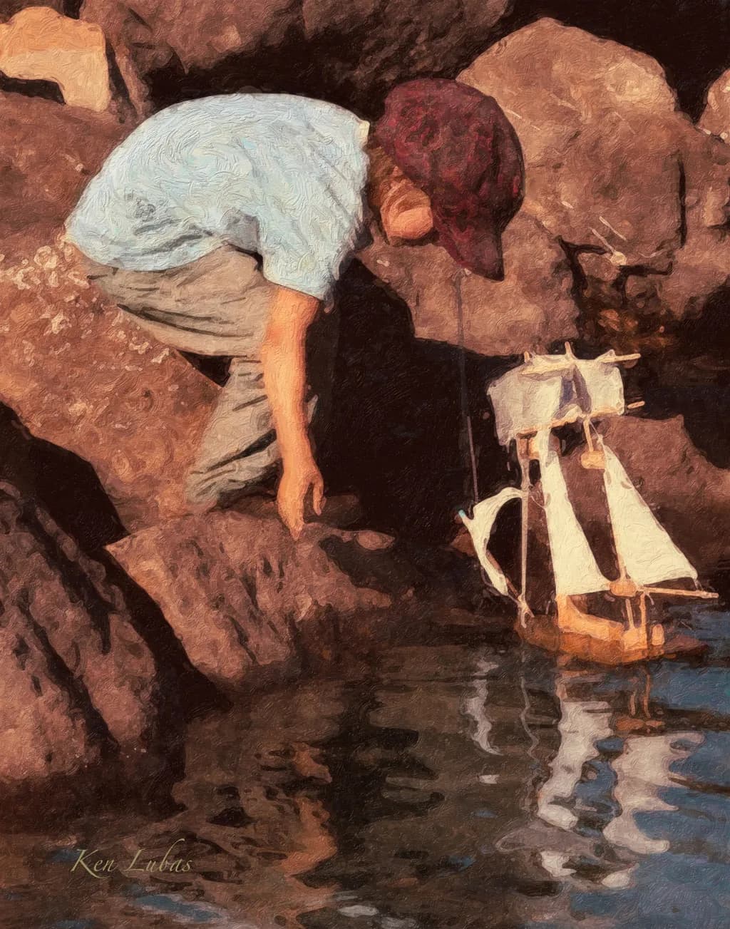 Whispers of Adventure: A Child's Dream by the Water's Edge