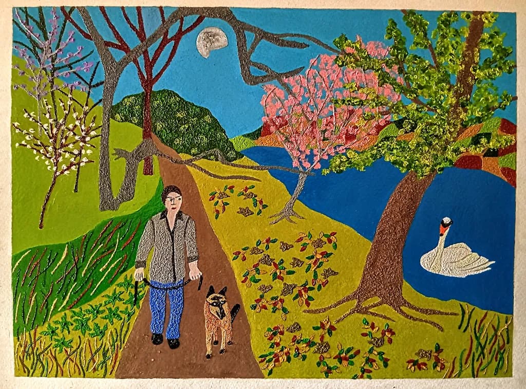 Lakeside Path with Swan