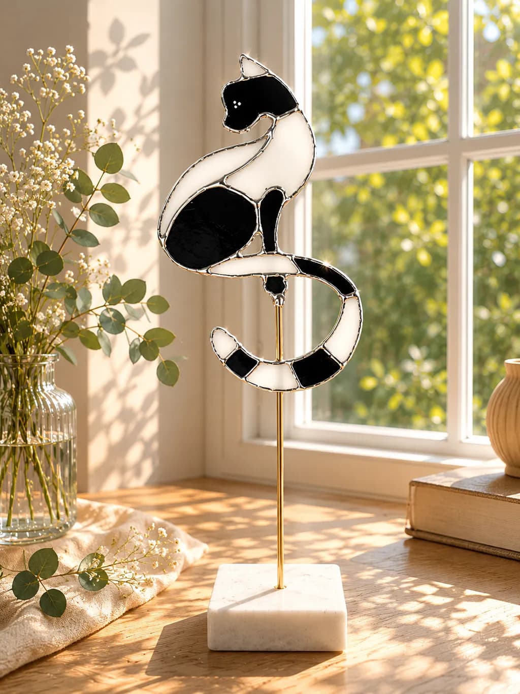 Monochrome Cat Sculpture