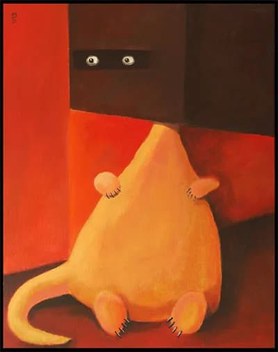 Whimsical Encounter: The Curious Creature Behind the Corner