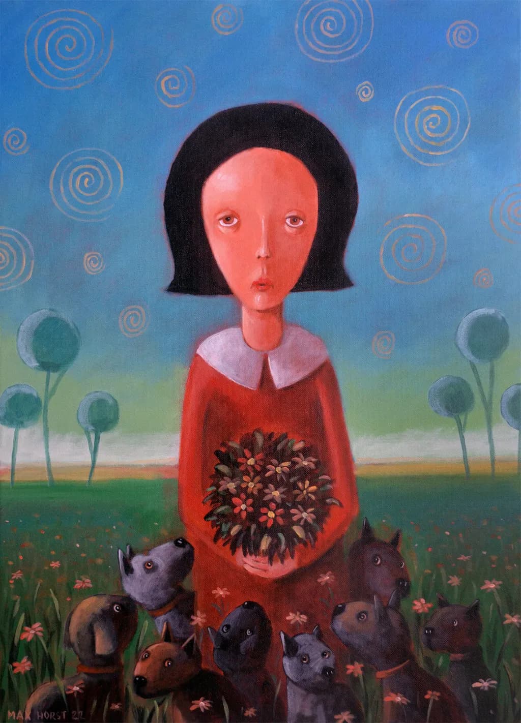 Girl with Dogs