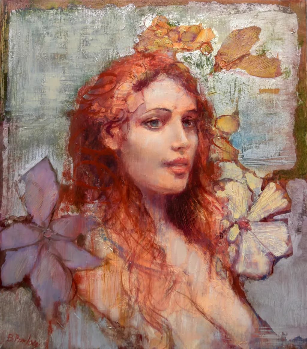 Redhead Portrait with Flowers