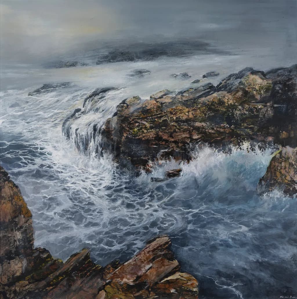 Whispers of the Ocean: A Stormy Dance of Waves and Rocks