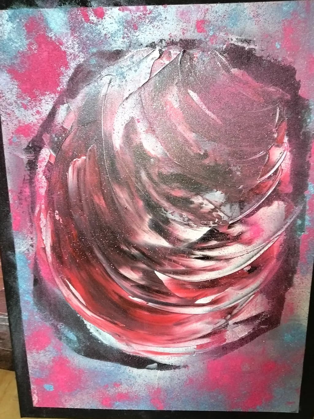 Whirlwind of Color: A Dynamic Dance of Pink and Silver in Abstract Expressionism