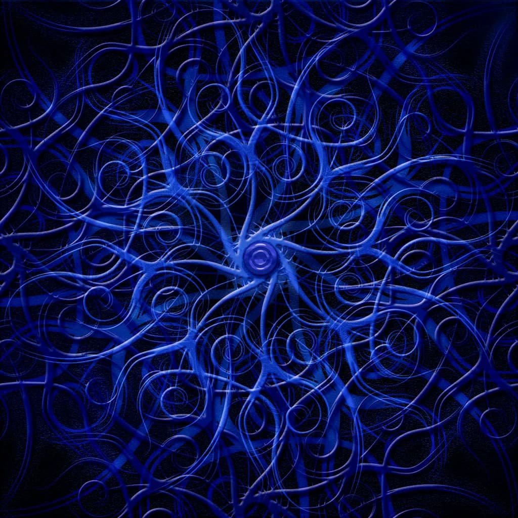Ethereal Blue Whirlwind: A Dance of Spirals and Swirls in Deep Night