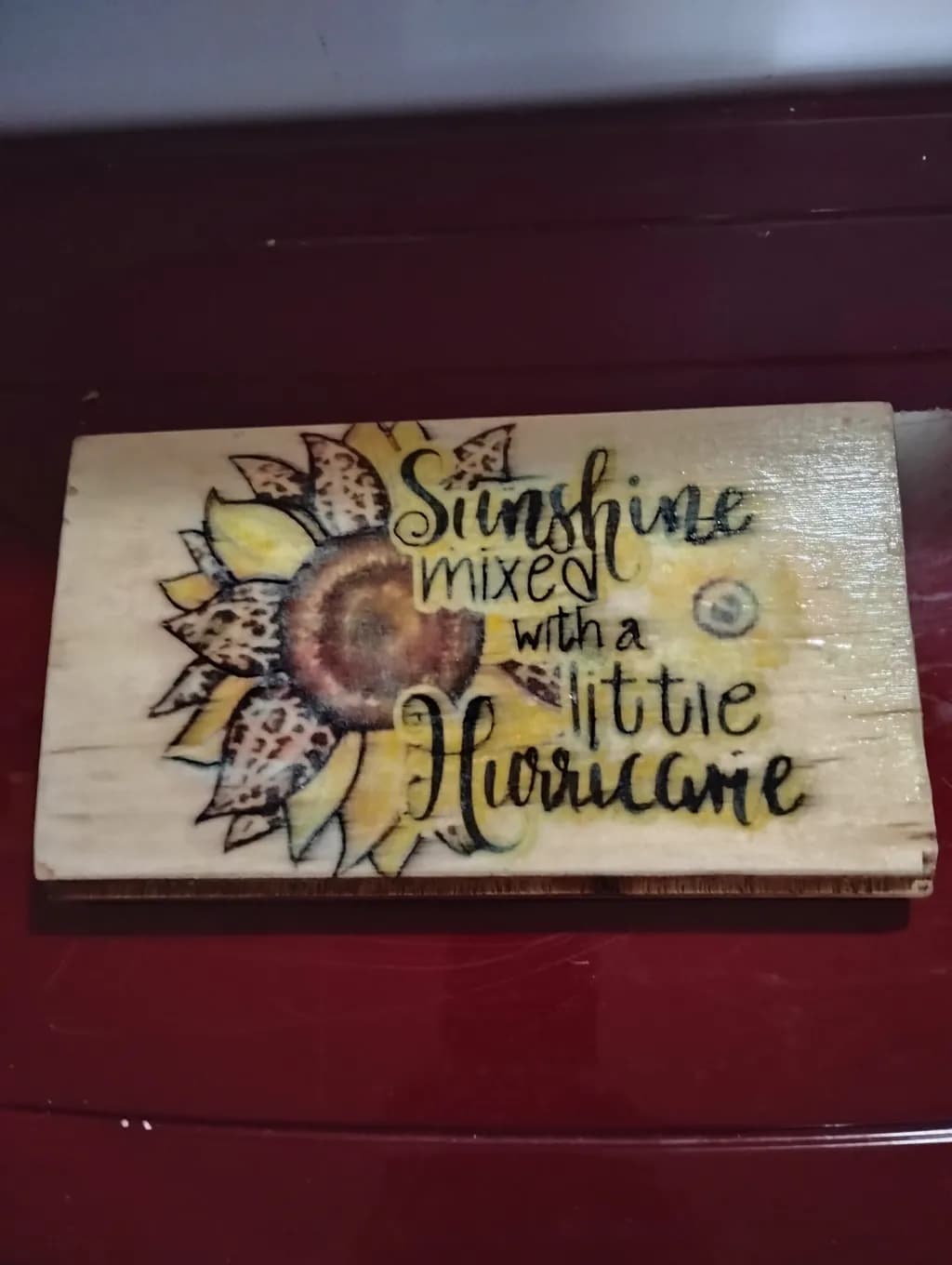 Sunflower Hurricane Wood Plaque
