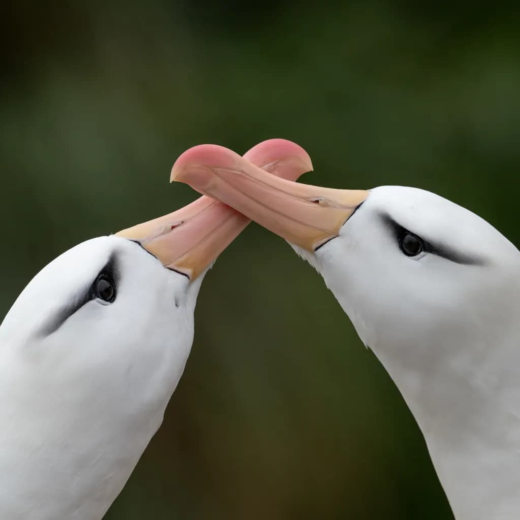 Whispers of Love: A Tender Moment Between Two Albatrosses