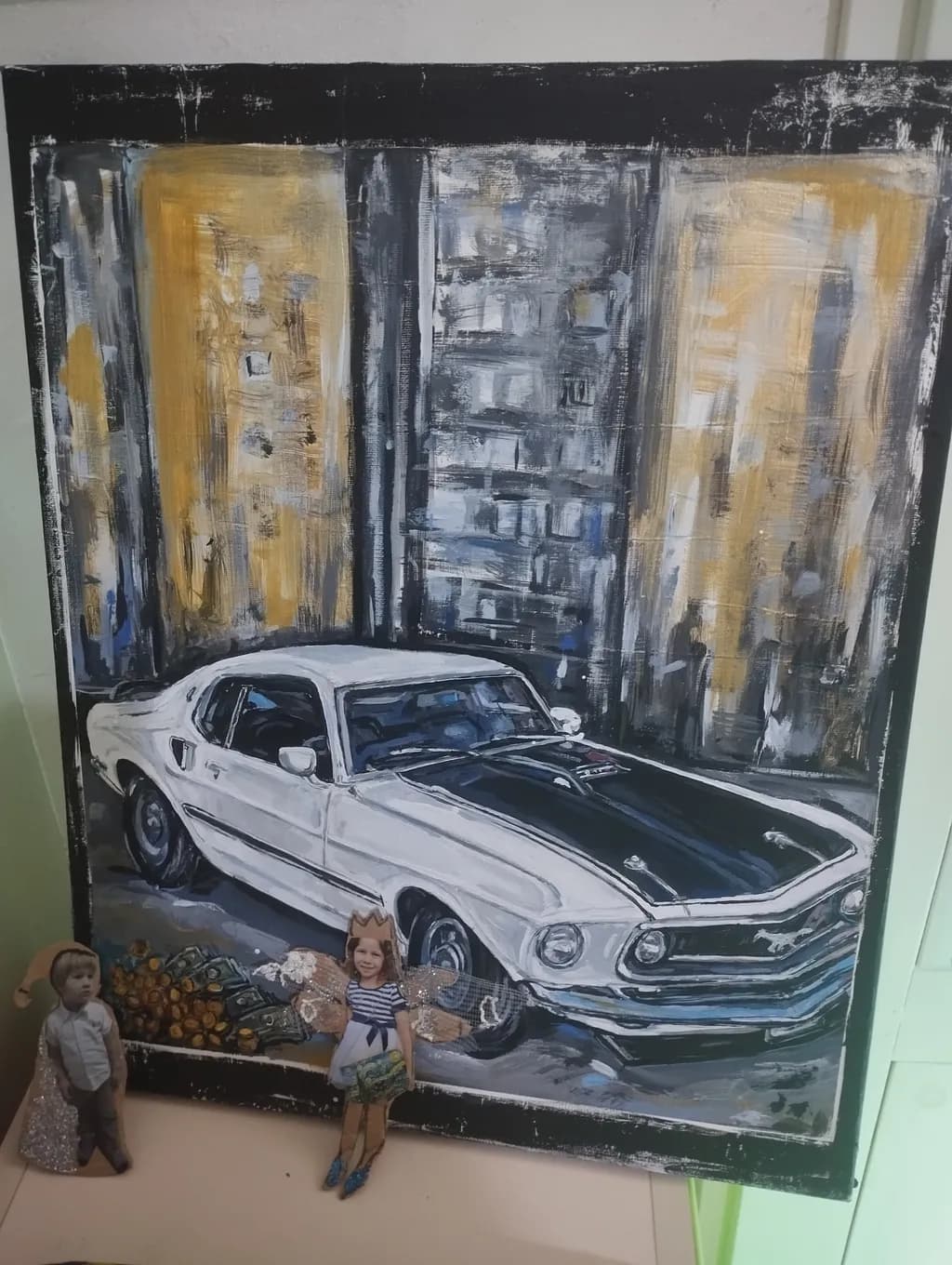 Urban Dreams: A Playful Encounter with Classic Cars and Childhood Imagination