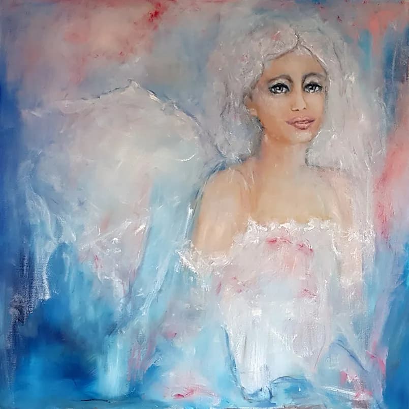 Ethereal Serenity: A Dreamlike Portrait of an Angelic Figure in Soft Hues