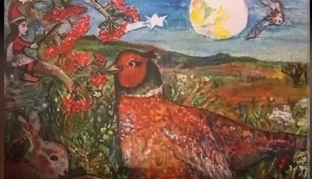 Red Bird in Landscape