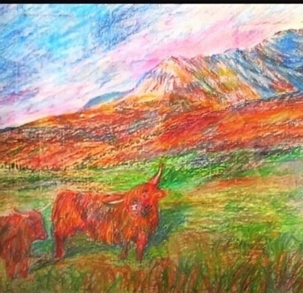 Mountain Cows Pastel