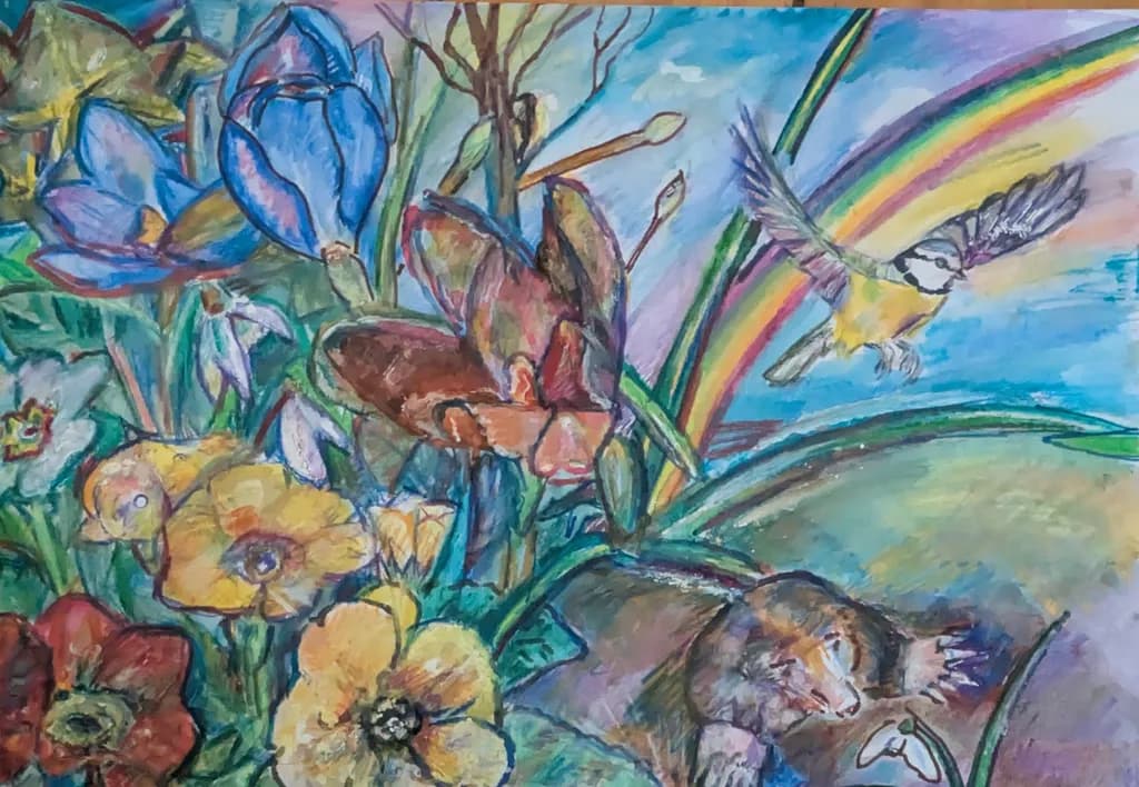 Rainbow Over Flowers