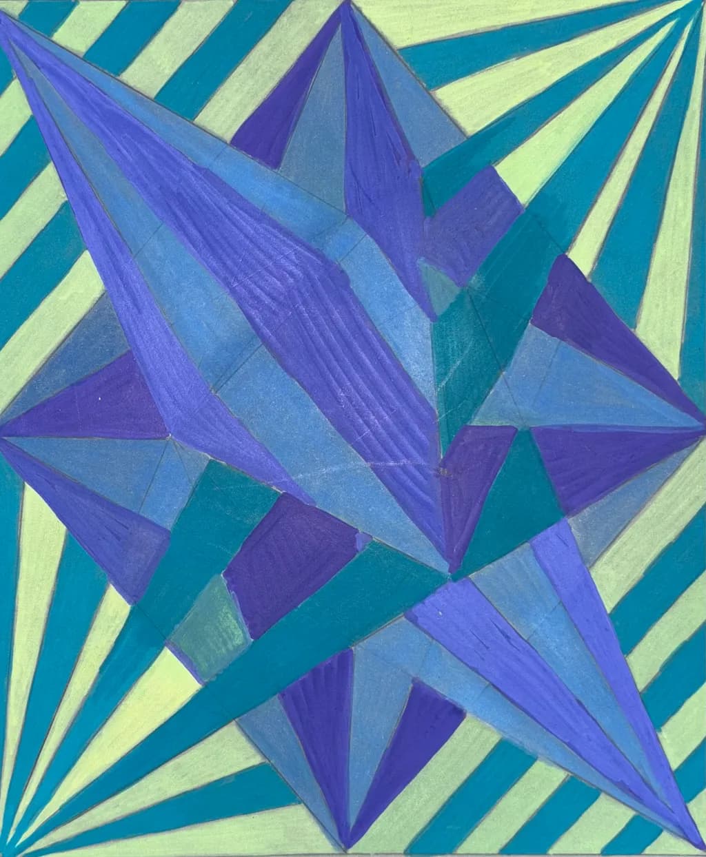 Celestial Geometry: A Dance of Blues and Greens