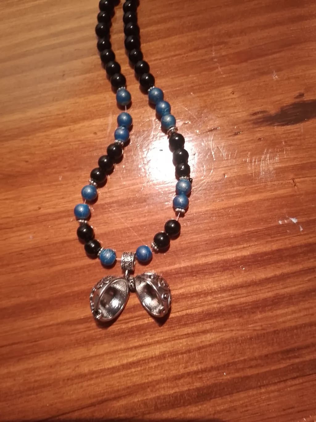 Blue and Black Beaded Necklace