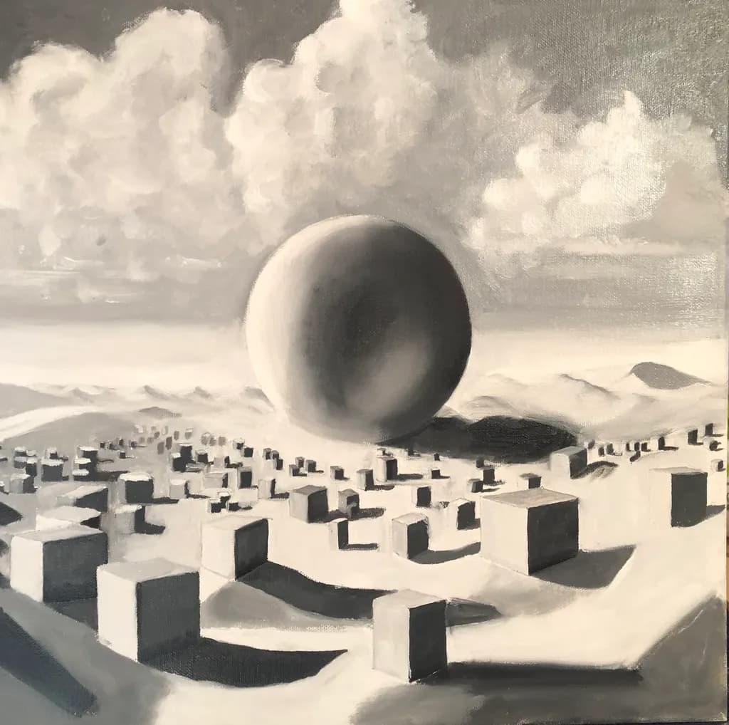 Sphere Over Cubes Landscape