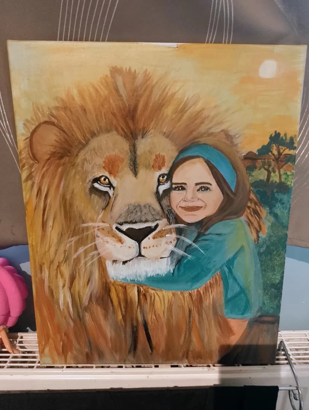 Child and Lion Hug